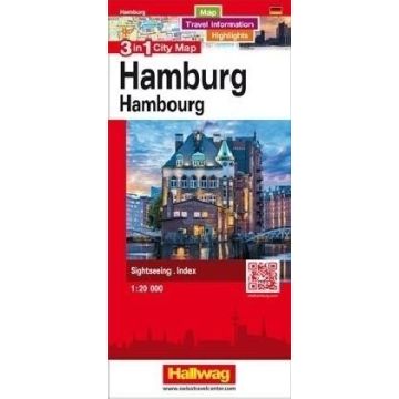Stadtplan Hamburg 3in1 City Map 1:18 500 / Hallwag