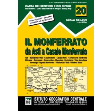 Carte de randonnée IGC 20 Il Monferrato da Asti a Casale 1:50 000