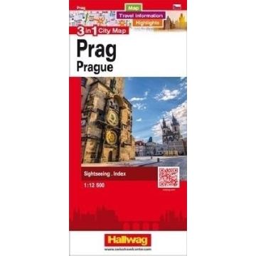 Stadtplan Prag 3in1 City Map 1:16 500 / Hallwag