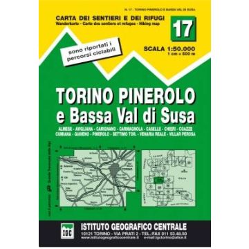 Carte de randonnée IGC 17 Torino Pinerolo e Bassa Val di Susa 1:50 000