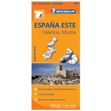 Carte routière Michelin 577 Espana Este Valencia Murcia 1:400 000