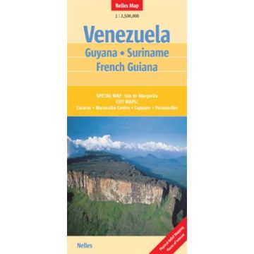 Strassenkarte Venezuela Guyana Suriname French Guyana 1:2 500 000 / Nelles