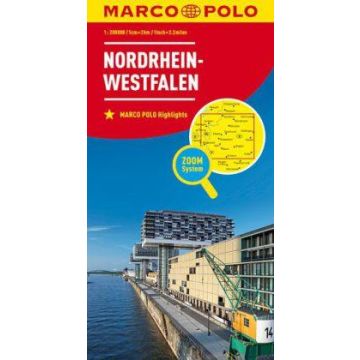 Carte routière Rhénanie-du-Nord-Westphalie 1:200 000 / Marco Polo Allemagne 5