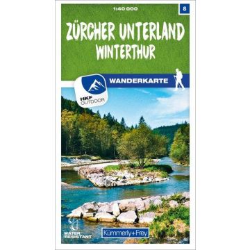 Carte pédestre 8 Zürcher Unterland Winterthur 1:40 000 / Kümmerly + Frey