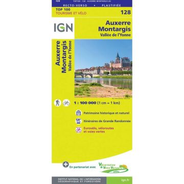 Topographische Karte IGN 128 Auxerre Montargis 1:100 000