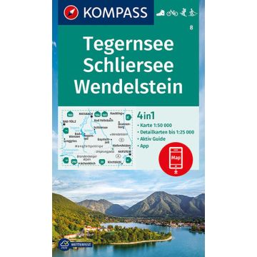 Wanderkarte Kompass 8 Tegernsee Schliersee Wendelstein 1:50 000