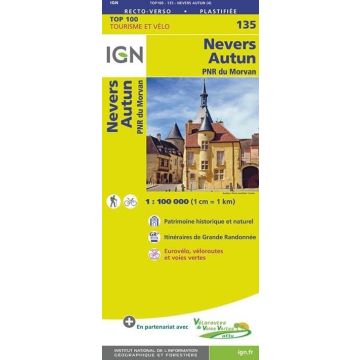 Topographische Karte IGN 135 Nevers Autun 1:100 000 