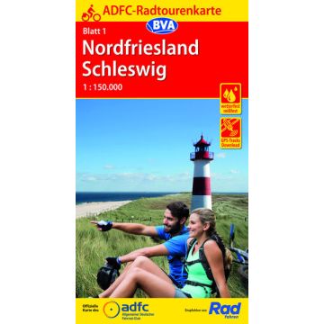 Velokarte ADFC 1 Nordfriesland Schleswig 1:150 000 / BVA
