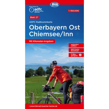 Velokarte ADFC 27 Oberbayern Ost Chiemsee Inn 1:150 000 / BVA