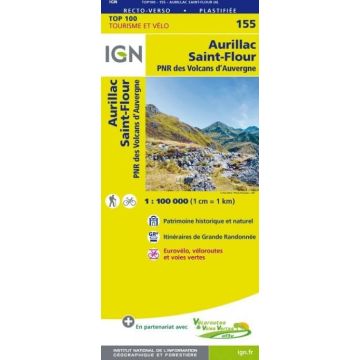 Topographische Karte IGN 155 Aurillac Saint-Flour 1:100 000