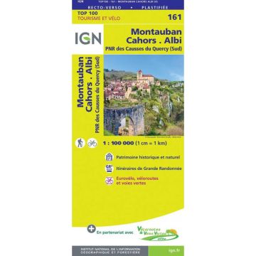 Topographische Karte IGN 161 Montauban Cahors Albi 1:100 000