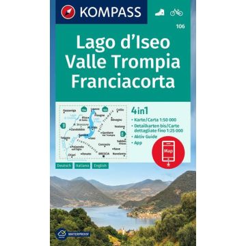 Wanderkarte Kompass 106 Lago d'Iseo 1:50 000