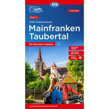 Velokarte ADFC 21 Mainfranken Taubertal 1:150 000 / BVA 