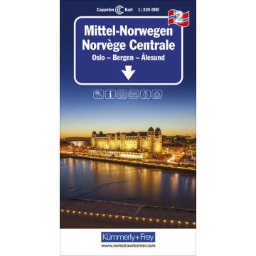 Strassenkarte Norwegen 2 Mittel-Norwegen Oslo - Bergen - Älesund  1:335 000 / Kümmerly & Frey