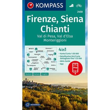 Wanderkarte Kompass 2458 Firenze Siena Chianti 1:50 000