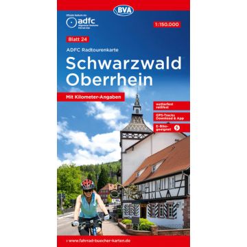 Velokarte ADFC 24 Schwarzwald Oberrhein 1:150 000 / BVA
