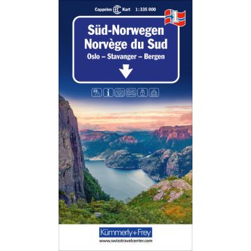 Strassenkarte Norwegen 1 Süd-Norwegen Oslo - Stavanger - Bergen  1:335 000 / Kümmerly & Frey