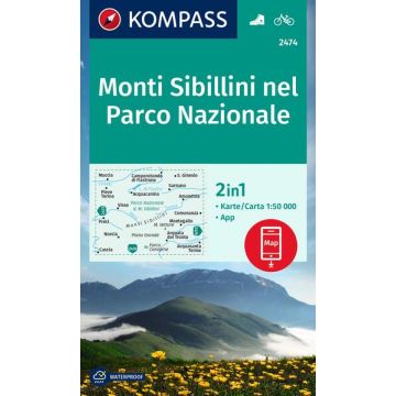 Wanderkarte Kompass 2474 Monti Sibillini nel Parco Nazionale 1:50 000