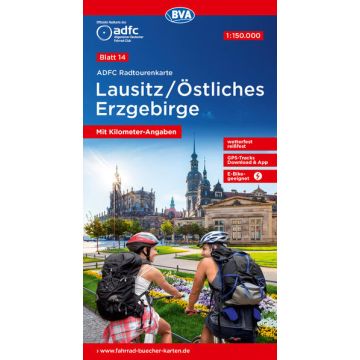 Velokarte ADFC 14 Lausitz Östliches Erzgebirge 1:150 000 / BVA