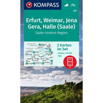 Wanderkarte Kompass 457 Erfurt Weimar Jena Gera 1:50 000