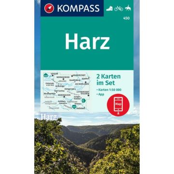 Wanderkarte Kompass 450 Harz 1:50 000 (2 Karten im Set)