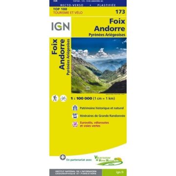 Topographische Karte IGN 173 Foix Andorre 1:100 000