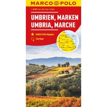 Strassenkarte Umbrien Marken 1:200 000 / Marco Polo Italien