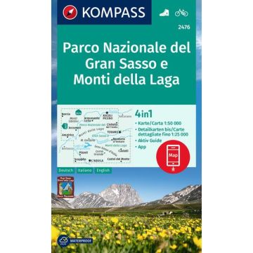 Wanderkarte Kompass 2476 Parco Nazionale Gran Sasso e Monti della Laga 1:50 000