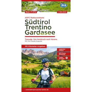 Velokarte ADFC IT-STG Südtirol Trentino Gardasee 1:150 000 / BVA
