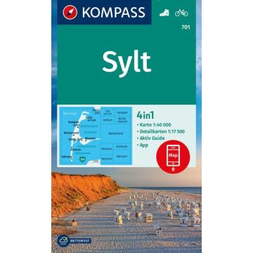 Wanderkarte Kompass 701 Insel Sylt 1:40 000