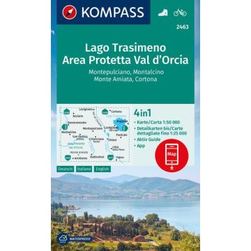 Wanderkarte Kompass 2463 Lago Trasimeno Val d'Orcia 1:50 000