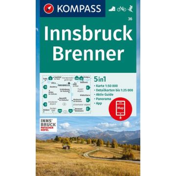 Wanderkarte Kompass 36 Innsbruck Brenner 1:50 000