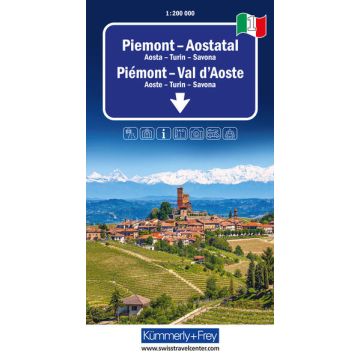 Carte routière Italie 01 Piémont Val d'Aoste 1:200 000 / Kümmerly & Frey