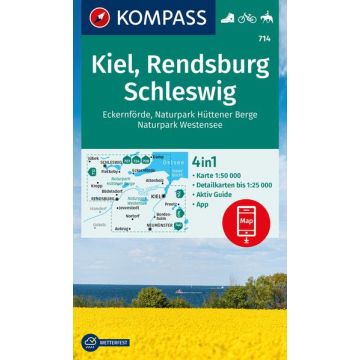 Wanderkarte Kompass 714 Kiel Rendsburg Schleswig 1:50 000