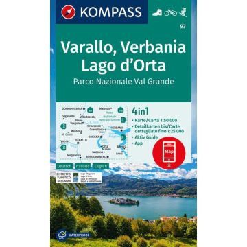 Wanderkarte Kompass 97 Varallo Verania Lago d'Orta