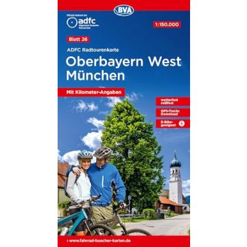 Velokarte ADFC 26 Oberbayern West München 1:150 000 / BVA  