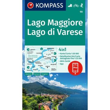 Wanderkarte Kompass 90 Lago Maggiore Lago di Varese 1:50 000