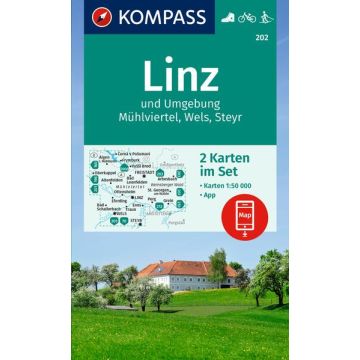Carte de randonnée Kompass 202 Linz & Umgebung 1:50 000 (2 feuilles)