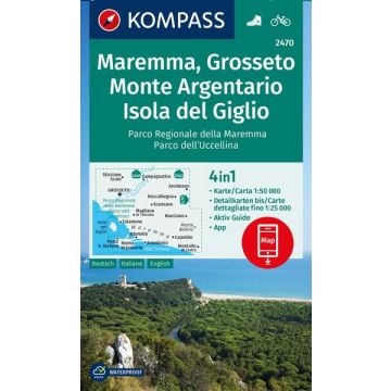 Wanderkarte Kompass 2470 Maremma Grosseto 1:50 000