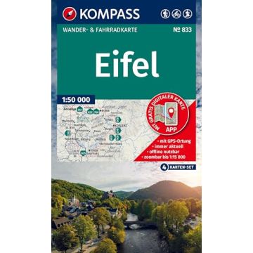 Wanderkarte Kompass 833 Eifel 1:50 000 (4 Karten) 
