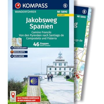 Wanderführer Jakobsweg Spanien mit Wanderkarte / Kompass