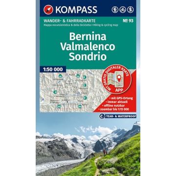 Wanderkarte Kompass 93 Bernina Sondrio Valtellina