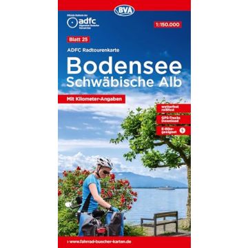 Velokarte ADFC 25 Bodensee Schwäbische Alb 1:150 000 / BVA
