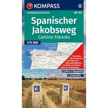 Wanderkarte Kompass 133 Spanischer Jakobsweg 1:100 000