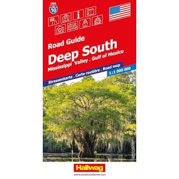 Strassenkarte Deep South 1:1 Mio. Road Guide USA 10 / Hallwag