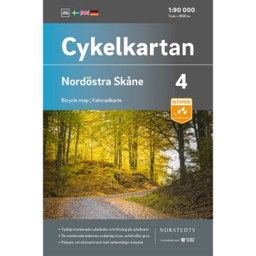 Velokarte Nordöstra Skane (Schweden) 1:90 000 Cykelkartan 4 / Norstedts