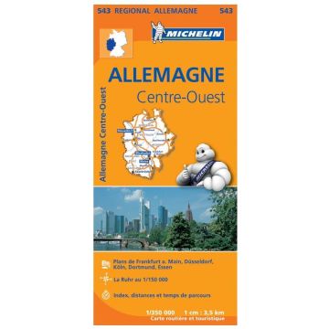 Strassenkarte Michelin 543 Allemagne Centre Ouest 1:350 000