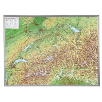 Schweiz 1:500 000 Relief mit Alurahmen / Georelief