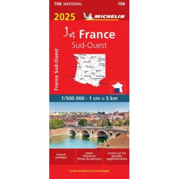 Strassenkarte Michelin 708 France Sud-Ouest 1:500 000