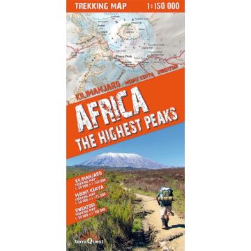 Africa The highest peaks Trekking Map 1:150 000 / Terraquest